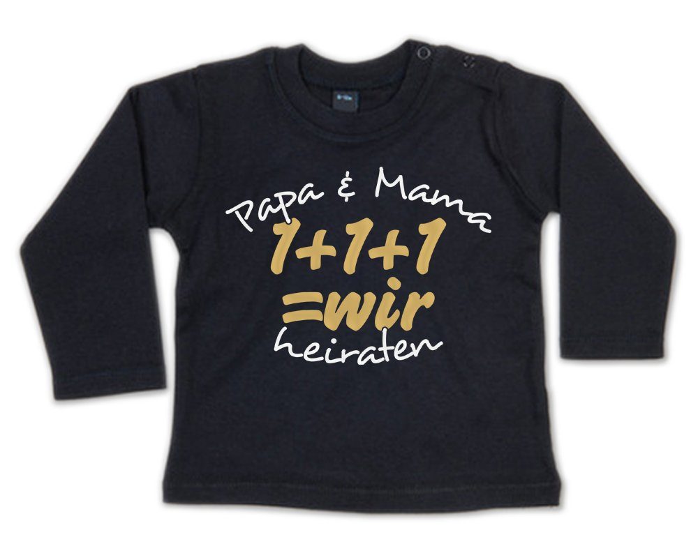 Ggraphics Longsleeve Papa & Mama heiraten 1+1+1=wir Baby Sweater
