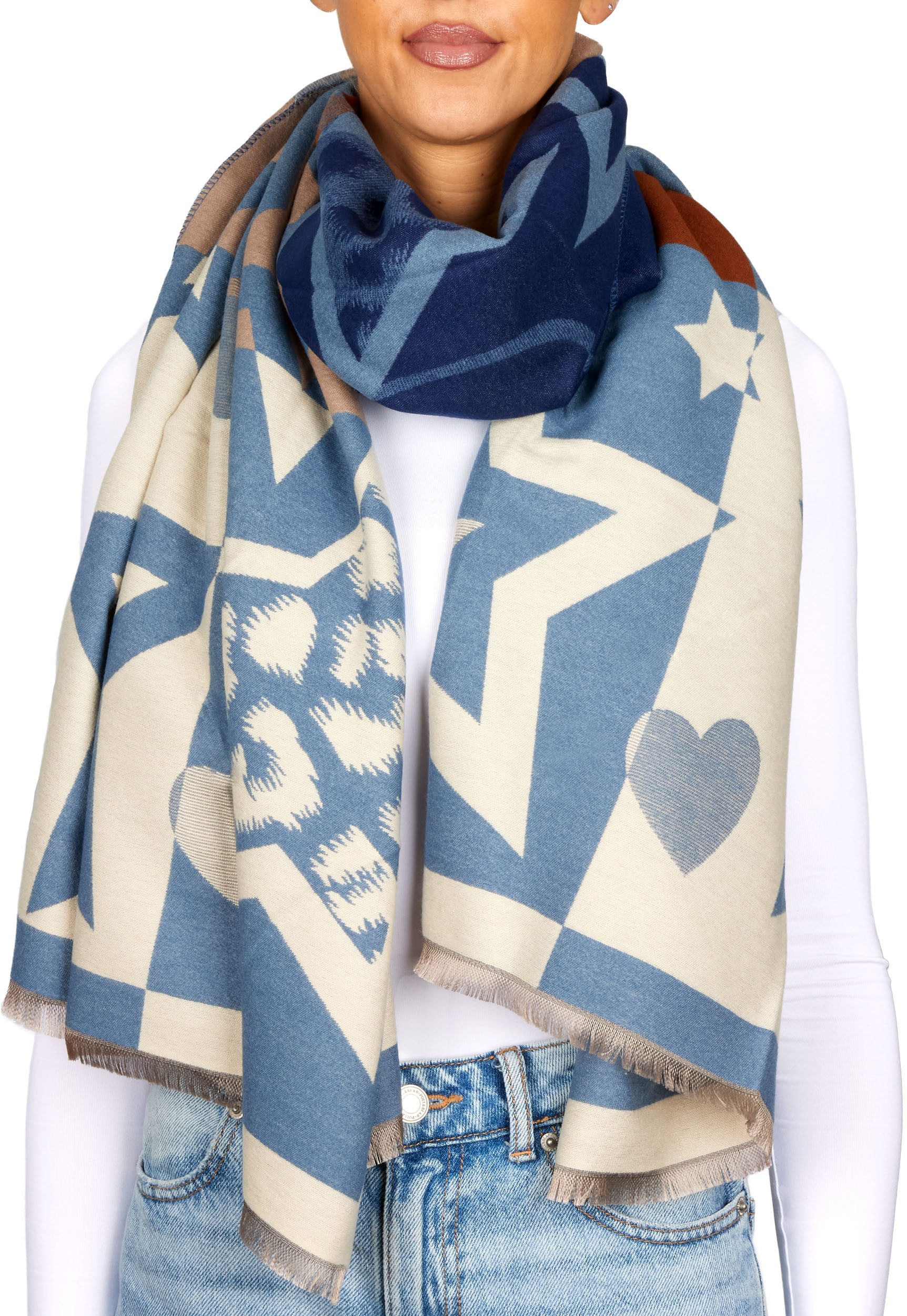 BRUBAKER Schal Cashmirillo Damen Schal mit Modernem Muster - 70 x 200 cm - günstig online kaufen