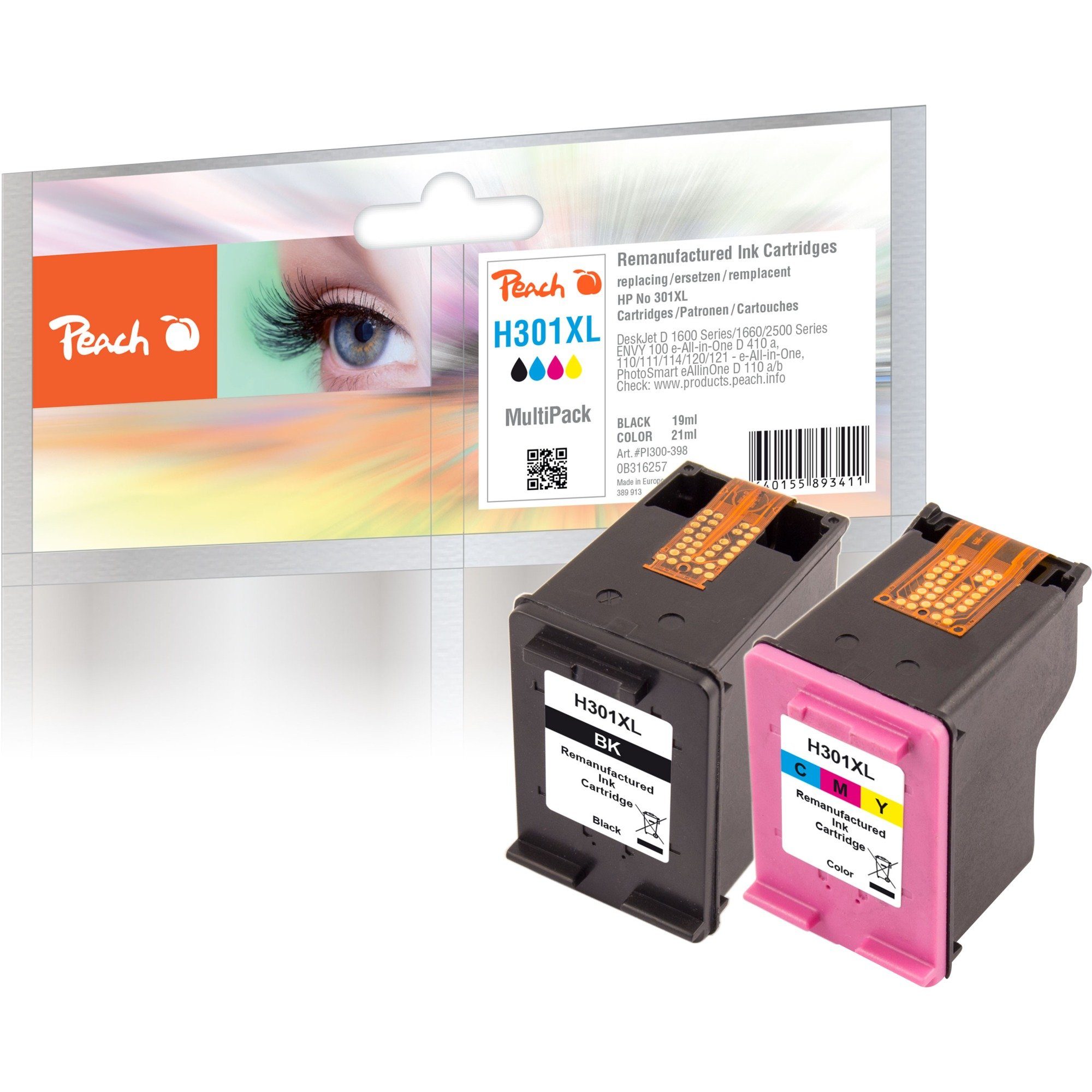 Peach Tinte schwarz + color PI300-399, (kompatibel Tintenpatrone