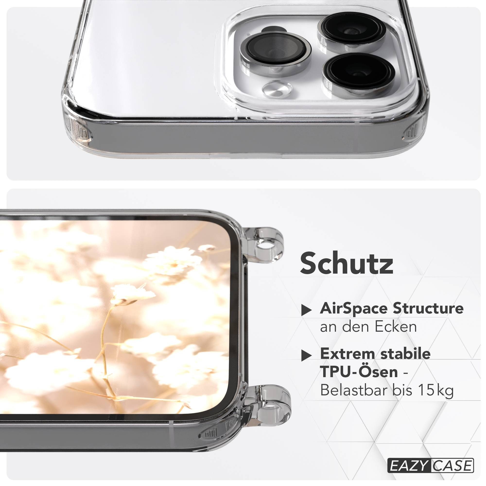 EAZY CASE Handykette Umhängeband für Apple iPhone 14 Pro Max 6,7 Zoll, Rope Handyhülle ZickZack Crossbody Band Case Bunt