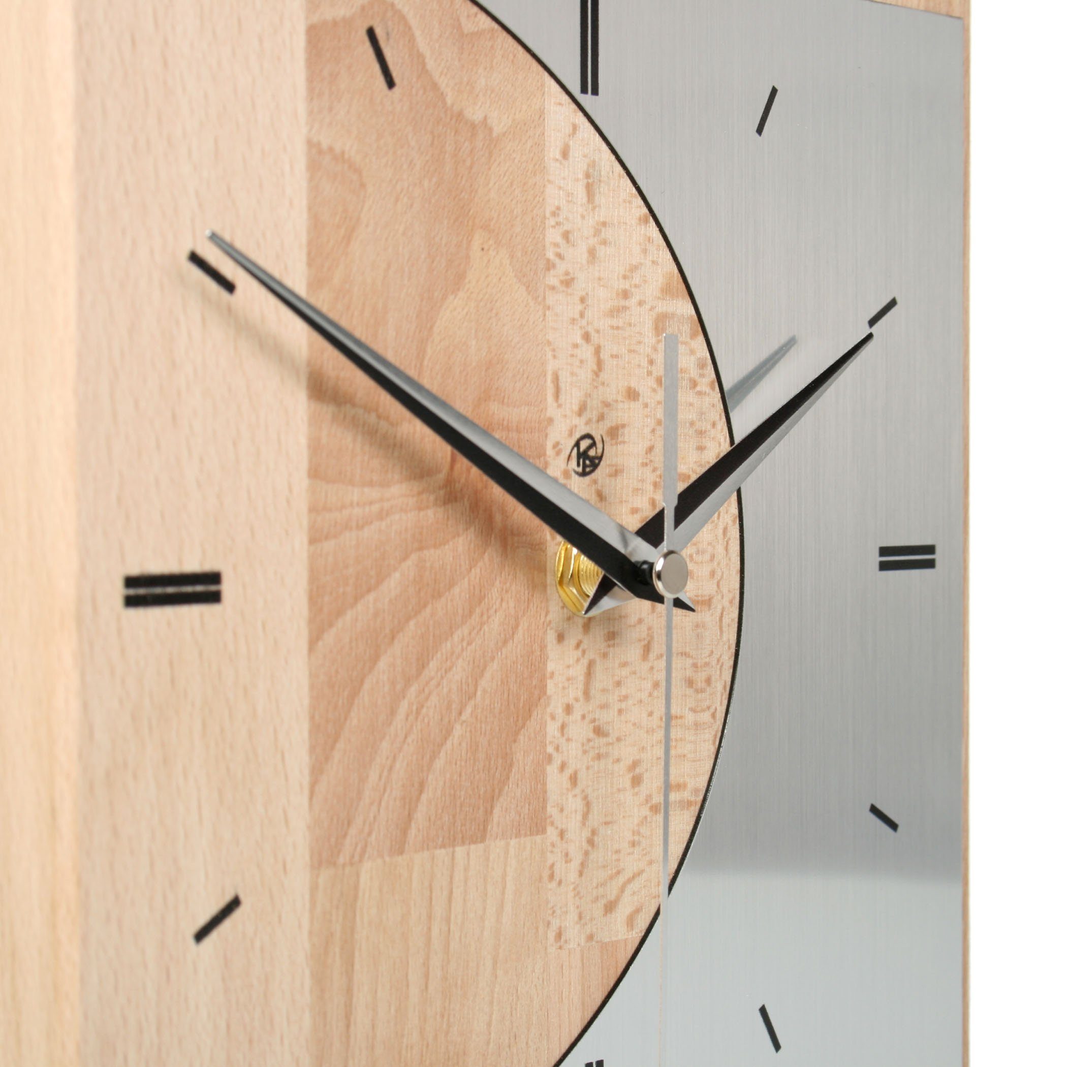 Kreative Feder Standuhr Designer-STANDUHR „Silvermoon“ aus Massivholz, ohne Ticken; Funk- oder Quarzuhrwerk; elegant, außergewöhnlich, modern