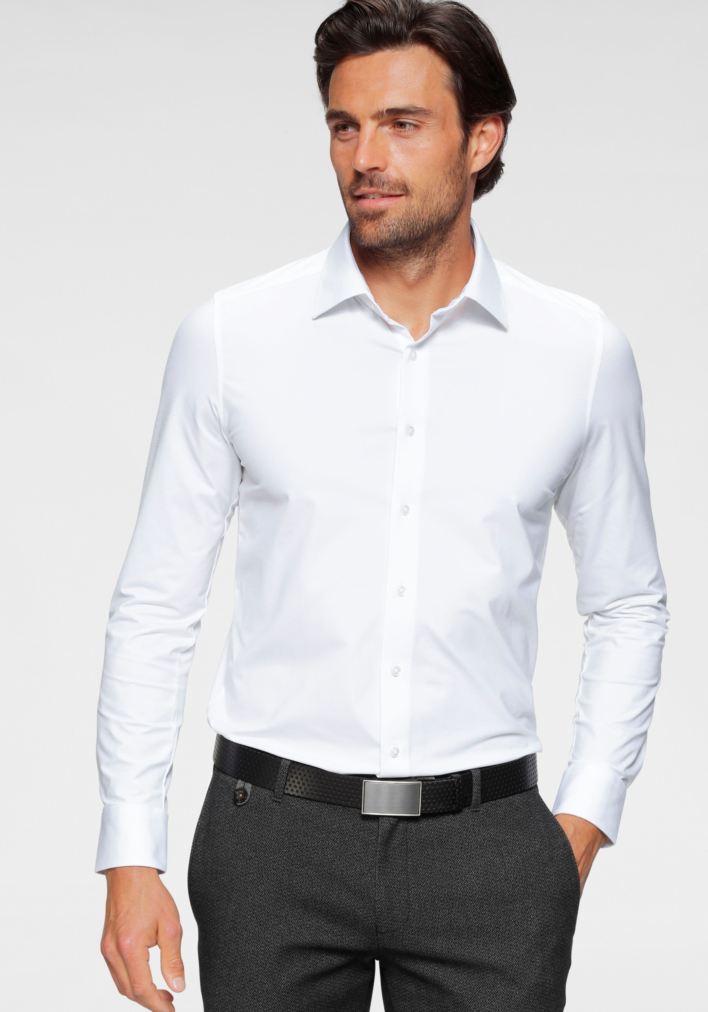 OLYMP Luxor Jersey Stretch Hemd 24/Seven Schwarz - Größe 48 günstig online kaufen