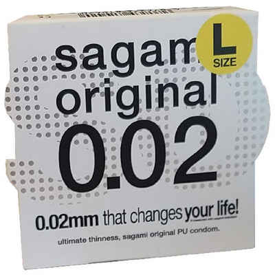 Sagami XXL-Kondome Original 0.02 L-Size - für Latex-Allergiker geeignet, Probierpackung mit, 1 St., latexfreies Kondom, ultradünnes japanisches XL-Kondom
