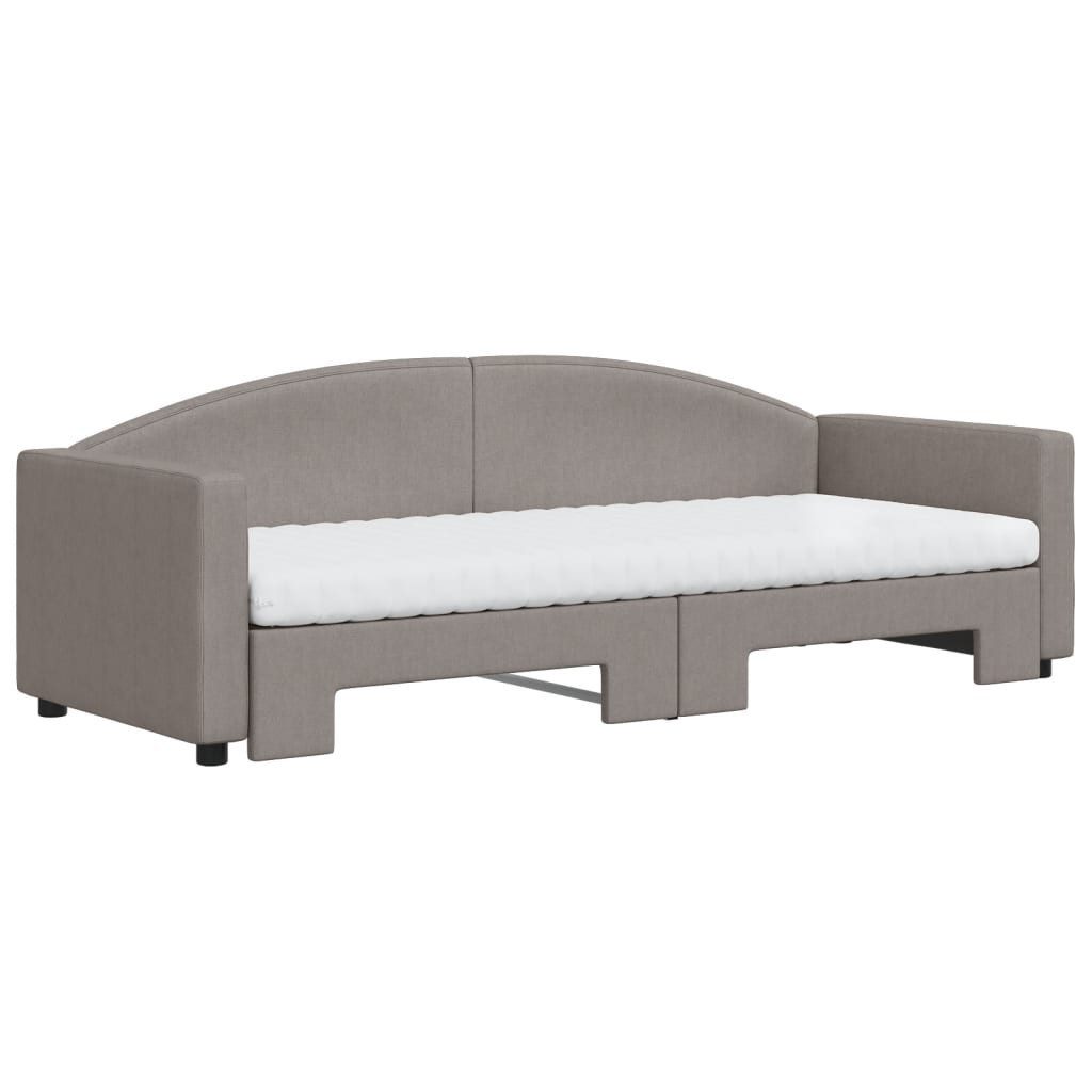 vidaXL Daybed, Tagesbett Ausziehbar mit Matratzen Taupe 80x200 cm Stoff