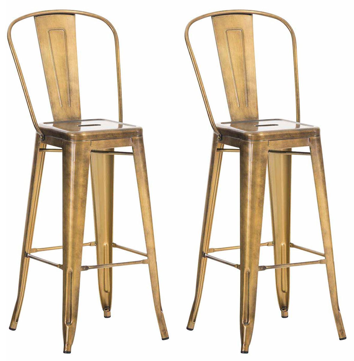 furnicato Barhocker Aiden 2er Set 115x44x52 cm Gold (1 St), Barstühle mit integrierter Fußstütze und schützenden Bodenschonern