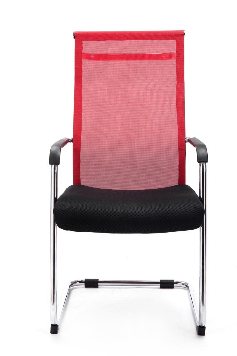 TPFLiving Besucherstuhl Brent mit Gestell: - - Esszimmerstuhl hochwertig Wohnzimmerstuhl), Konferenzstuhl Metall - - gepolsterter (Küchenstuhl Netzbezug chrom rot Sitzfläche Sitzfläche