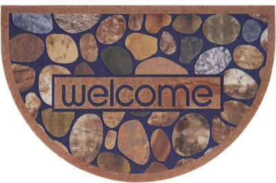 Fußmatte Welcome braun, Home affaire, halbrund, Höhe: 6 mm, Design Robust, Pflegeleicht, Rutschfest, Halbrund, mit Schrift