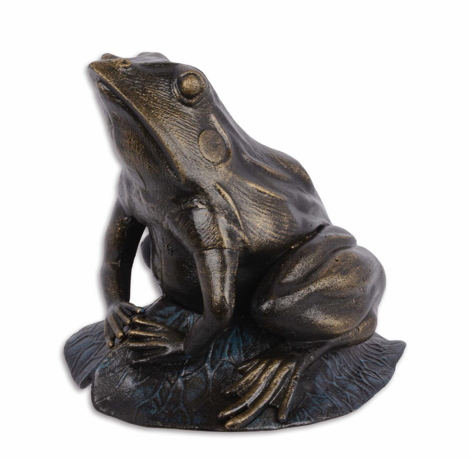 Aubaho Dekofigur Eisenfigur Frosch auf Lotus Seerose Figur Skulptur Eisen Antik-Stil 25