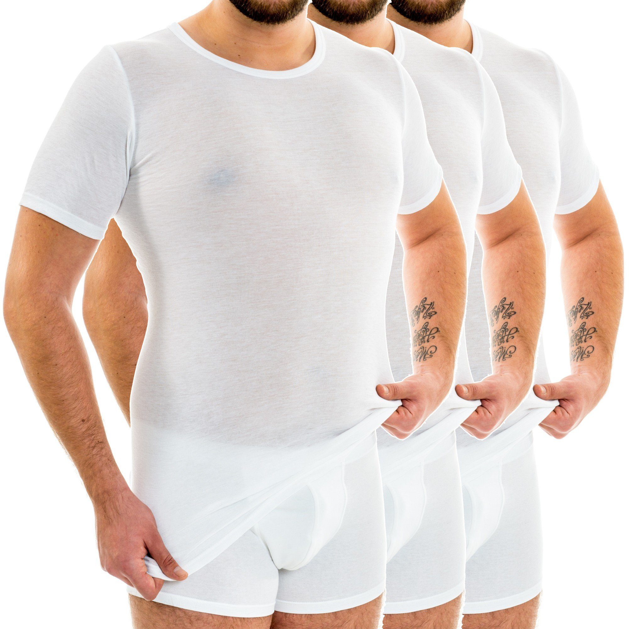 HERMKO Unterziehshirt 3847 3er Pack Herren extralanges kurzarm Shirt aus 10 günstig online kaufen