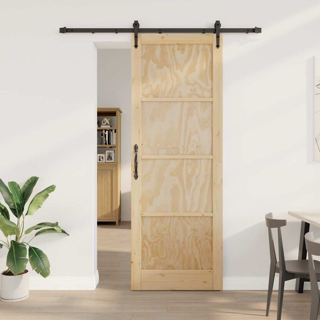 vidaXL Zimmertür Schiebetür mit Hardware Set 83x232 cm Massivholz Kiefer