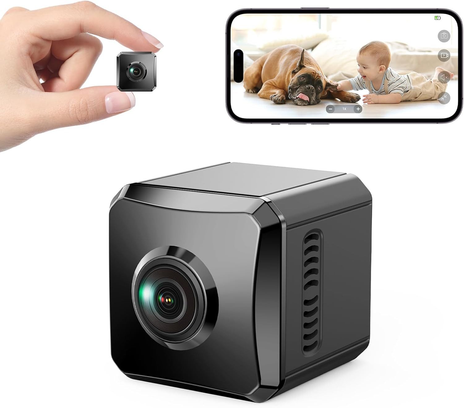 SpionProfi Überwachungskamera Mini Kamera Wlan Wifi 1080P Video Nachtsicht Haus Cam Vogelhaus (Außenbereich, Innenbereich, 1-tlg., Mini Live Überwachungskamera mit Nachtsicht & Bewegungsmelder)