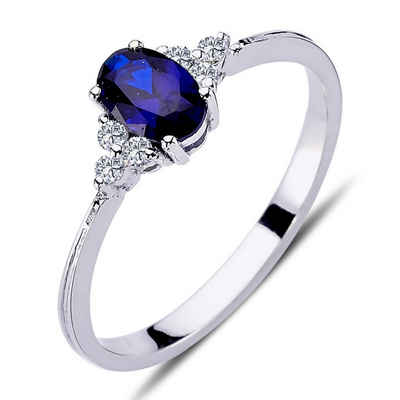 EinStein Diamant Diamantring Diamant Oval Saphir Ring wird in 14 Karat Weißgold, Saphirring, Diamantring, Unbehandelter Diamant, Saphir