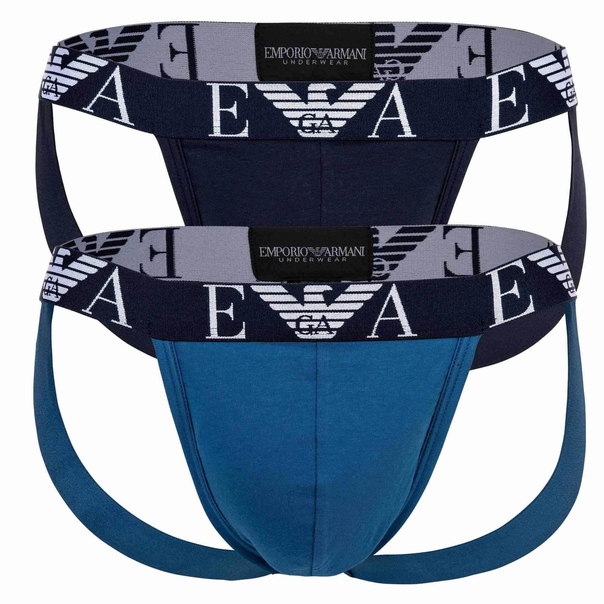 Emporio Armani Tanga Herren Jockstrap, Pack Tanga MONOGRAM, 2er BOLD - Blau