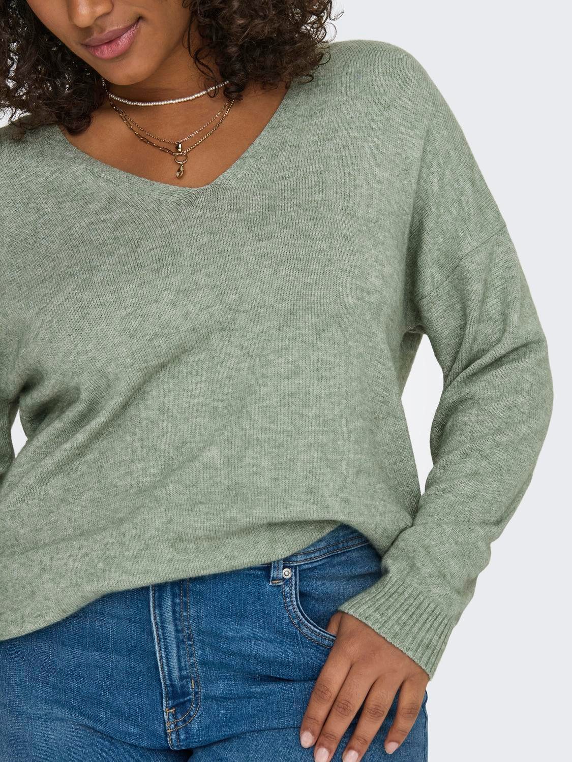 ONLY CARMAKOMA V-Ausschnitt-Pullover CARMARGARETA LS PULLOVER KNT NOOS Viskosemischung, regular fit