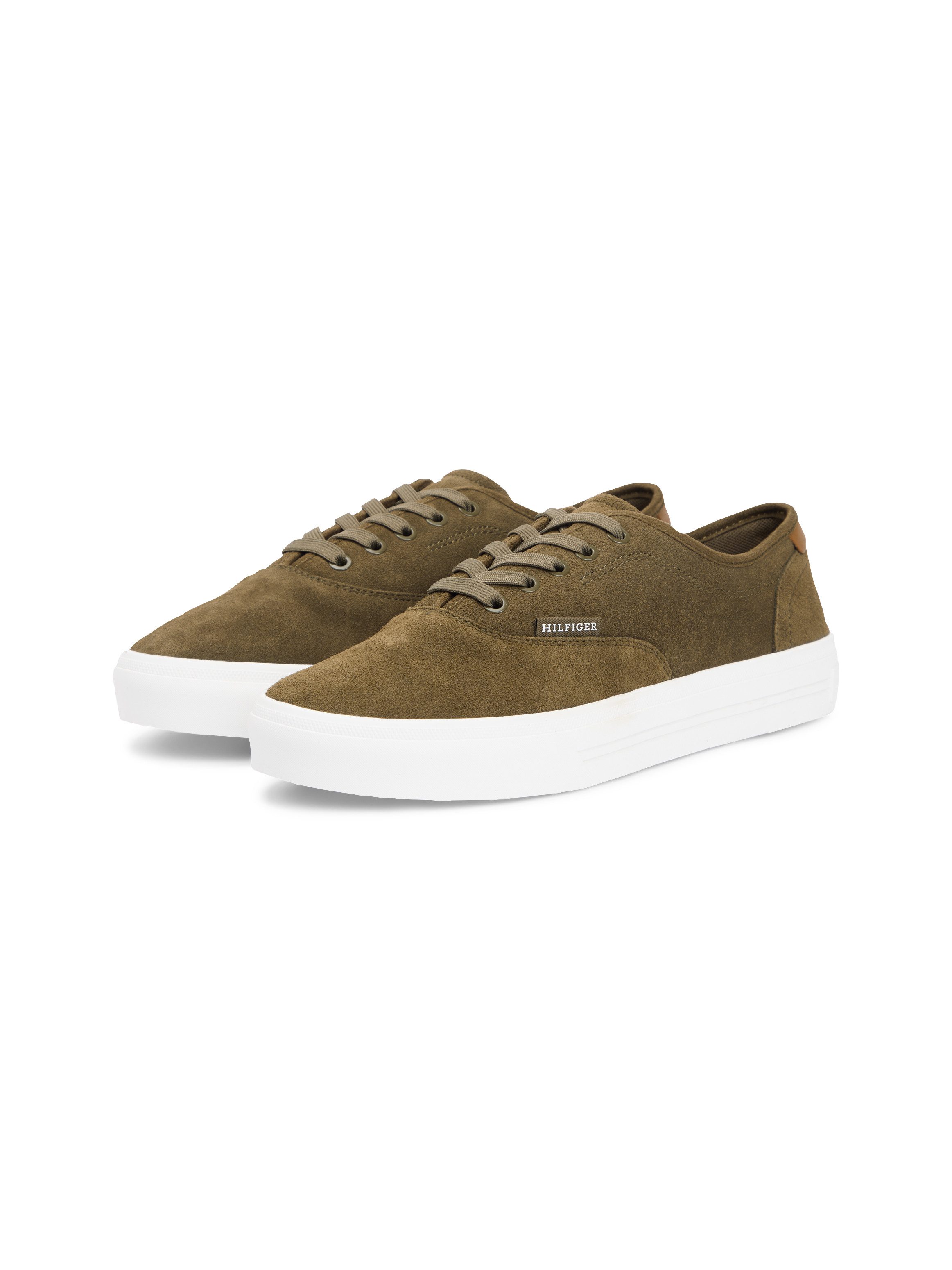 Tommy Hilfiger TH VULC CUP SUEDE Sneaker Freizeitschuh, Halbschuh, Schnürschuh mit honigfarbener Plateausohle