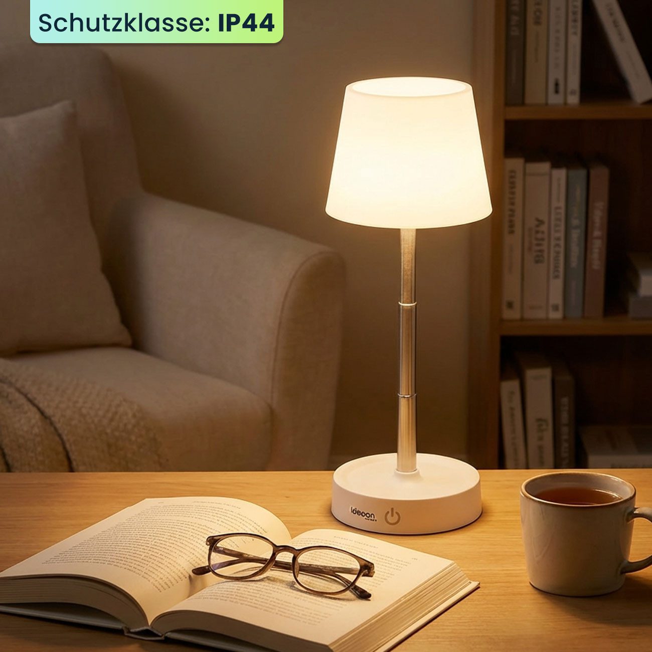 shop'n smile ideoon LED Tischleuchte LED Tischleuchte dimmbar & aufladbar: Akku-Lampe Edelstahl, LED, Helligkeit: 118 Lumen – Bild 4 von 5