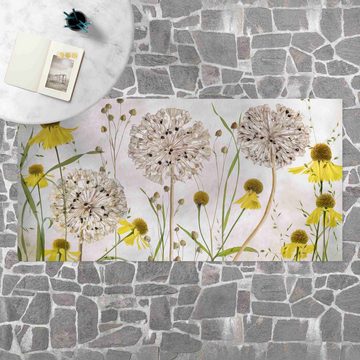 Läufer Teppich Vinyl Flur Küche Blumen Vintage funktional lang modern, Bilderdepot24, Läufer - beige glatt