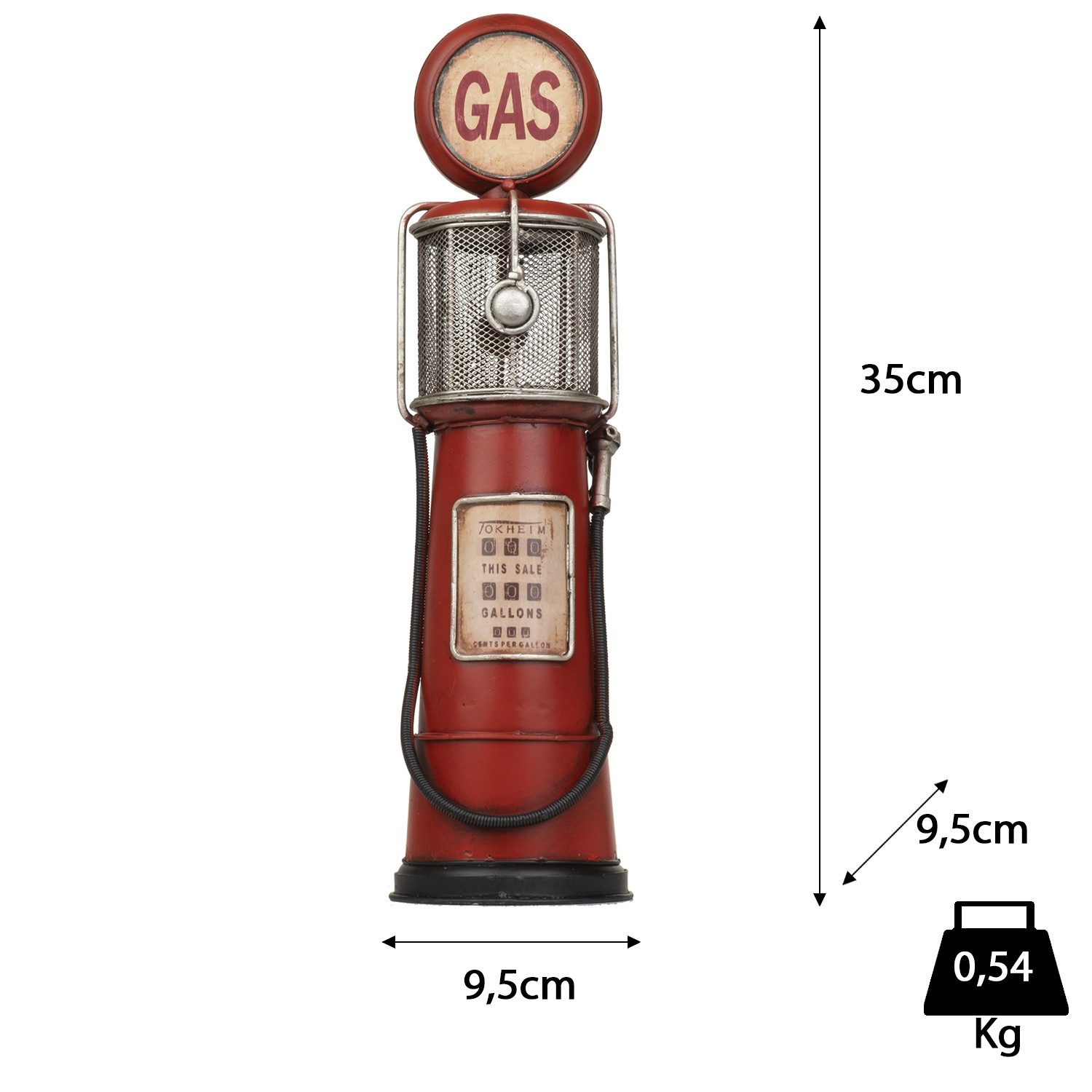 Moritz Spardose Blech-Spardose Zapfsäule Gas rot, Modell Nostalgie Antik-Stil Retro Blechmodell Miniatur Nachbildung