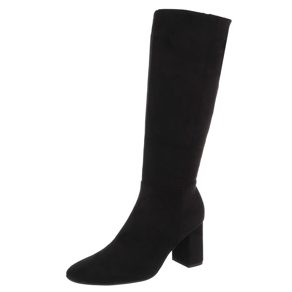 Damen Kniehohe Stiefel mit Blockabsatz Elegant High-Heel-Stiefel