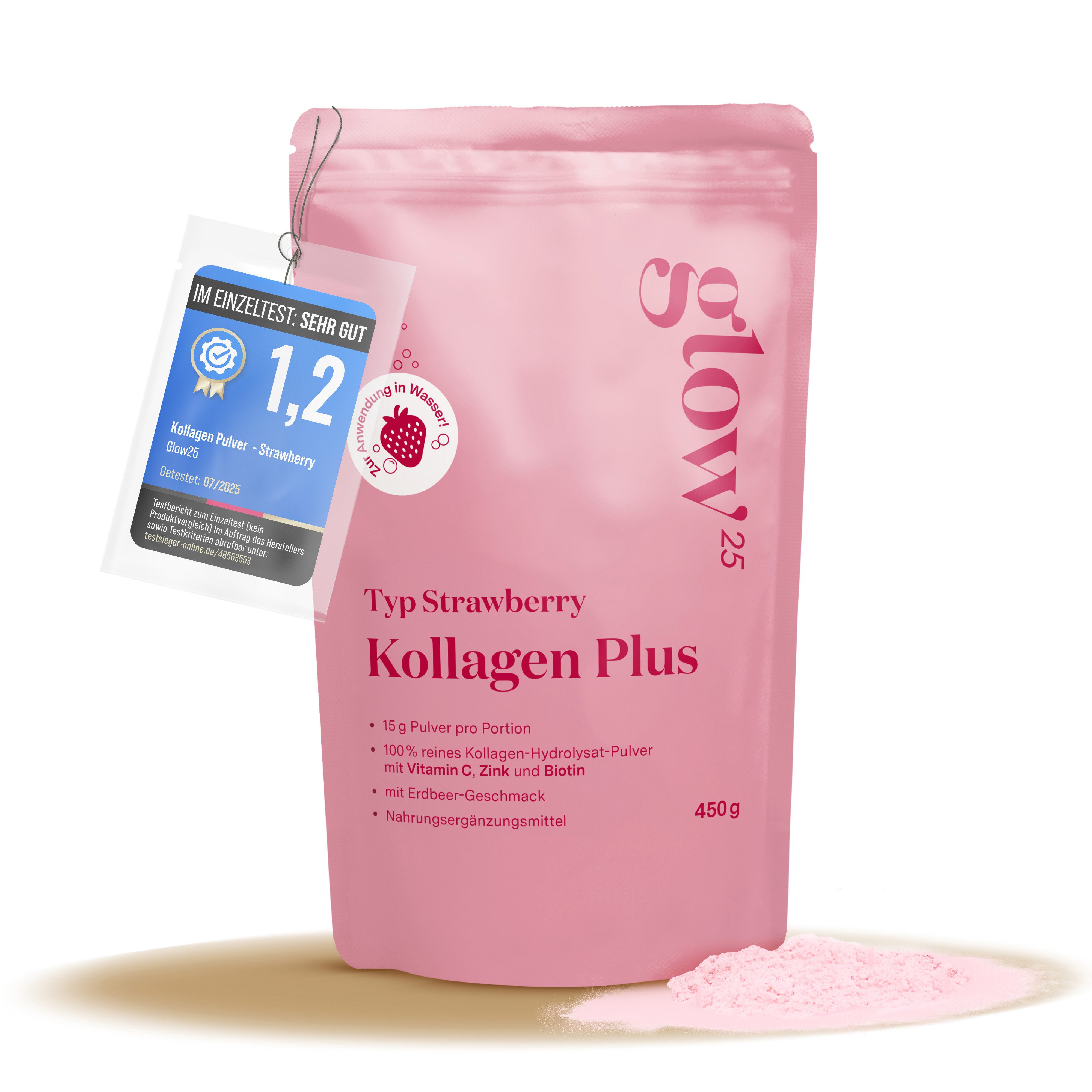 Glow25 Glow25® Collagen Plus Typ Strawberry [450g] Pulver, 450 g