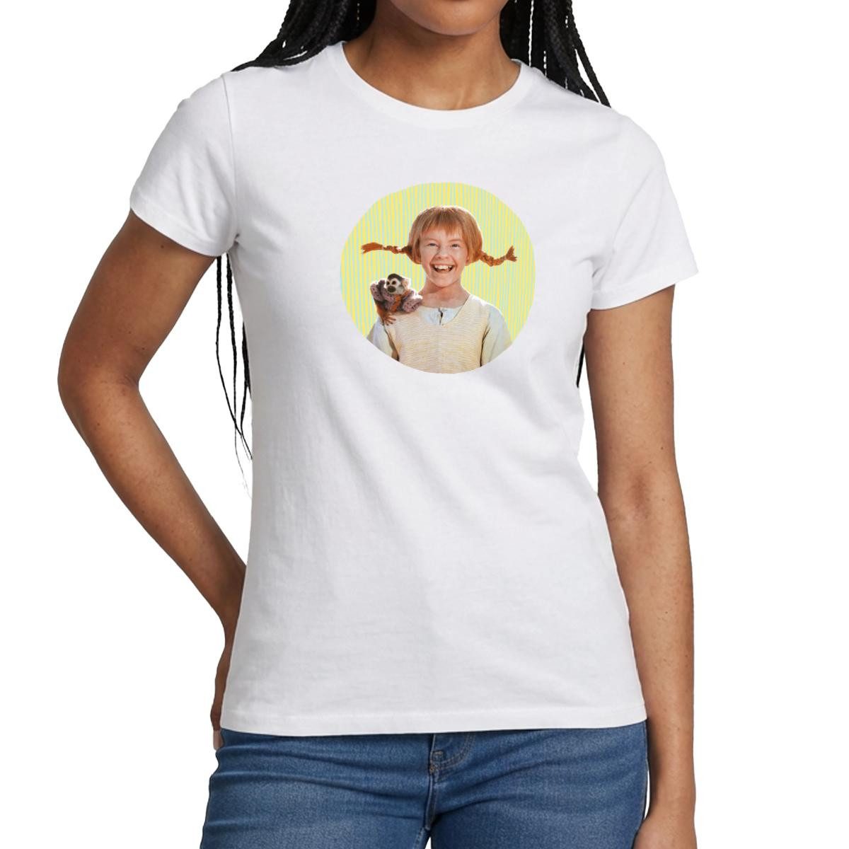 T-Shirt Pippi Langstrumpf Mit Herr Nilsson Portrait Frauen T-Shirt