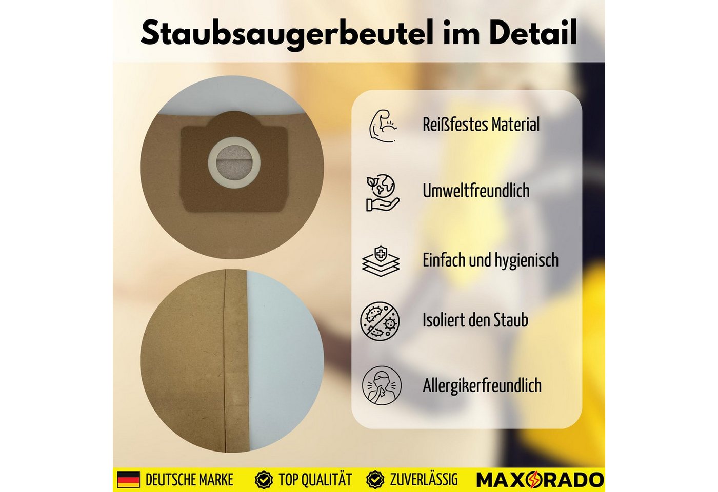 Thumbnail - Maxorado Staubsaugerbeutel 30 Staubsaugerbeutel für Kärcher WD3 MV3 6.959-130 WD3300 A2201 2204, passend für Kärcher, 30...