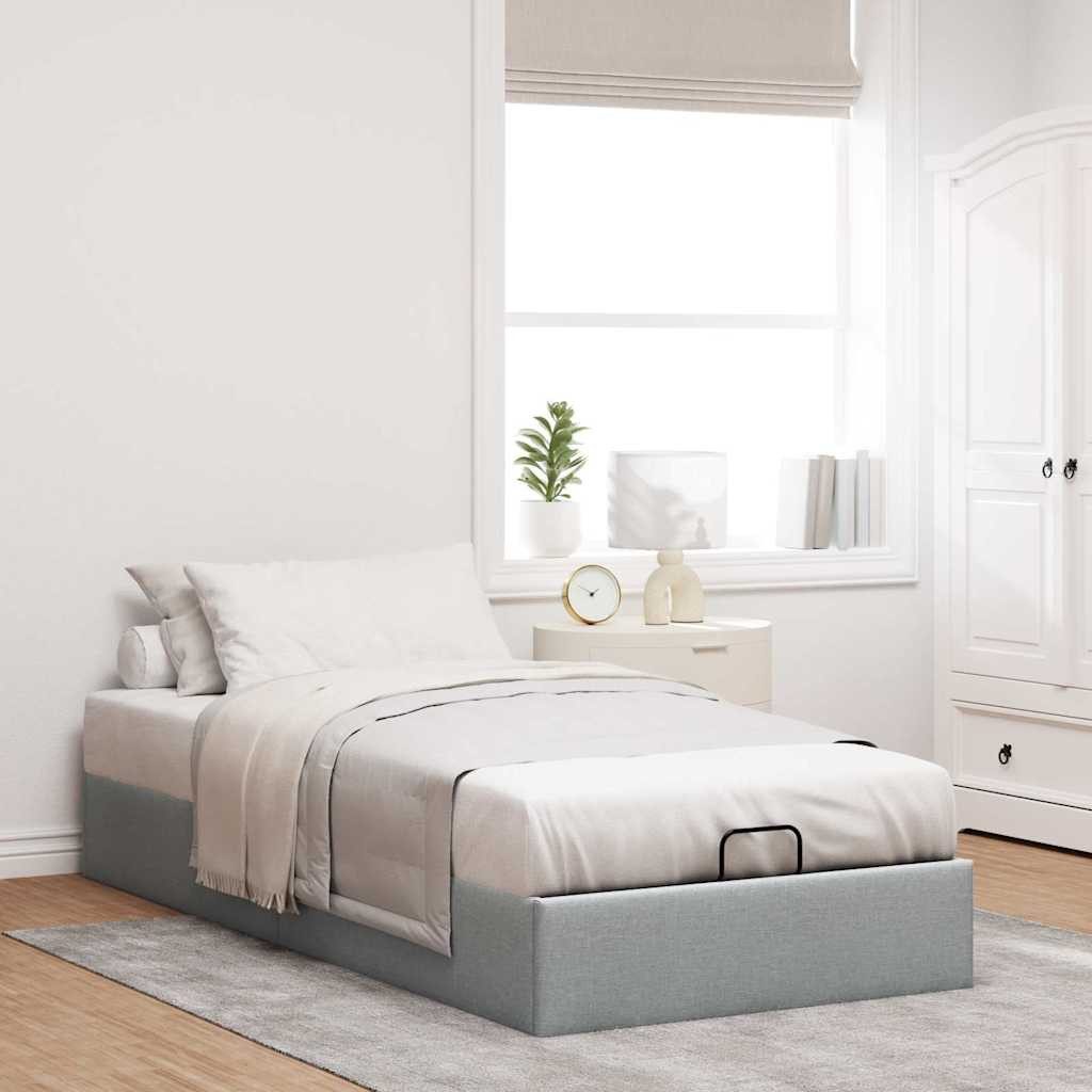 vidaXL Bett, Ottoman-Bett ohne Matratze Hellgrau 80x200 cm Stoff