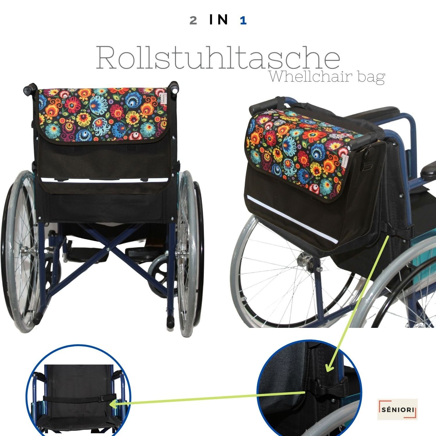 Seniori Aufbewahrungstasche SENIORI Rollator / Rollstuhl Tasche Rollatortasche Rollstuhltasche, 6F. Folklore - Flex – Bild 2 von 5
