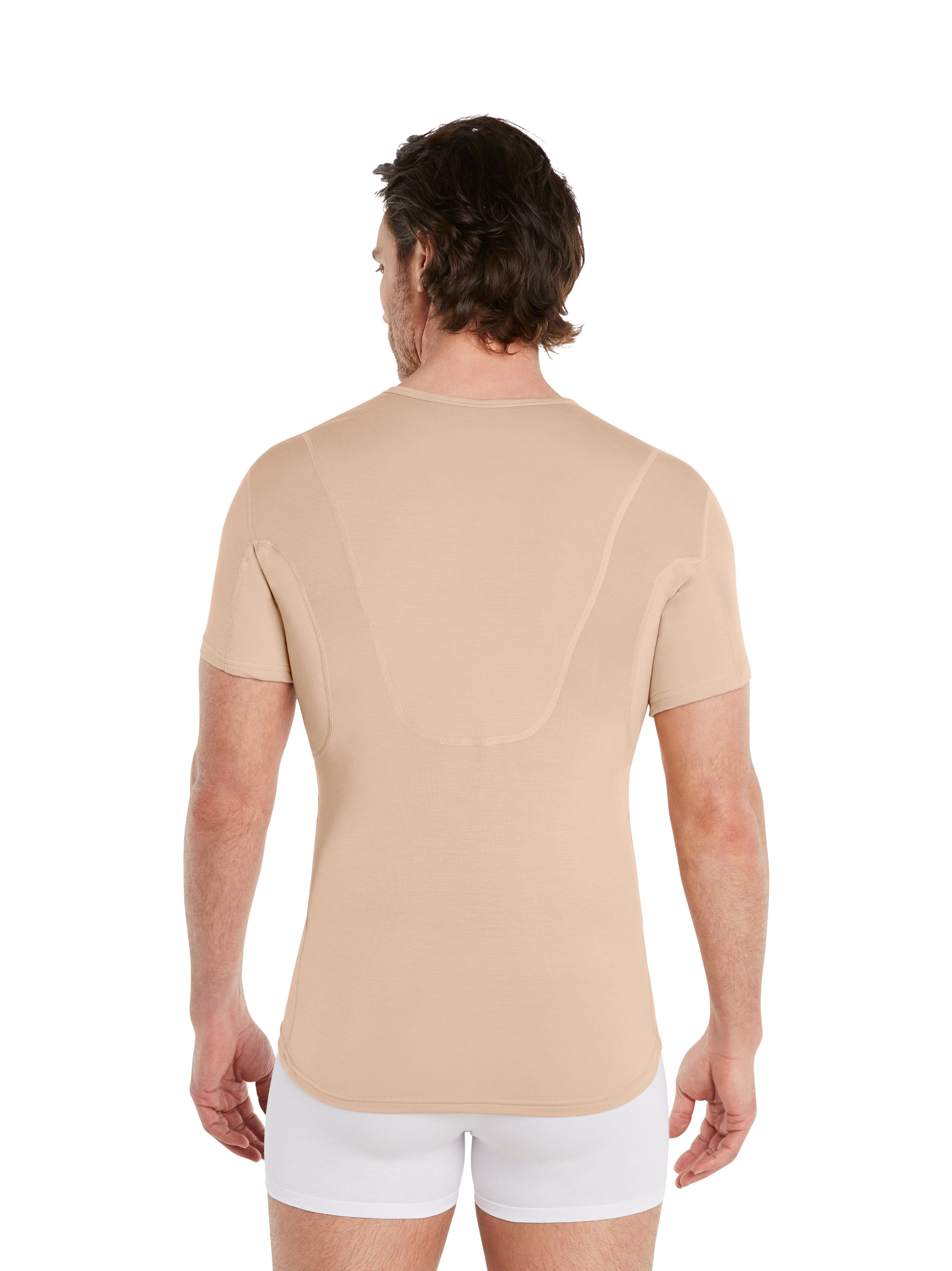 FINN Design Unterhemd Anti-Schweiß Unterhemd Herren mit zusätzlicher Einlage am Rücken 100% Schutz vor Schweißflecken, garantierte Wirkung Light-Beige