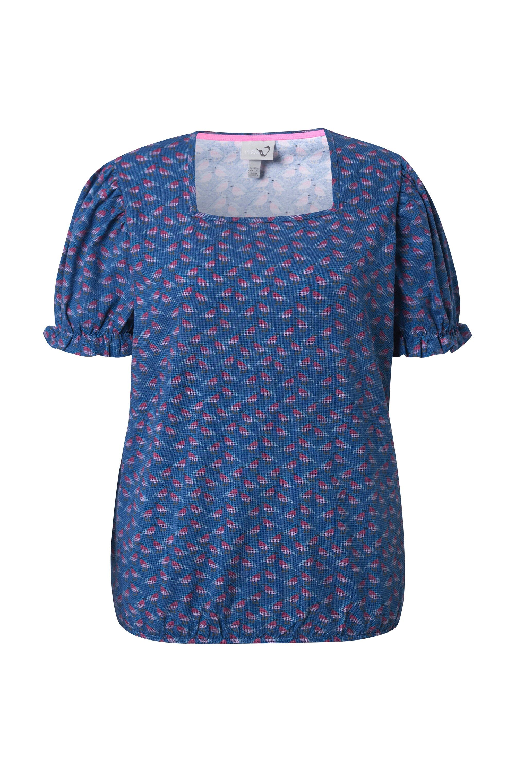Ulla Popken T-Shirt T-Shirt Blüten Rüschen Carré-Ausschnitt Halbarm