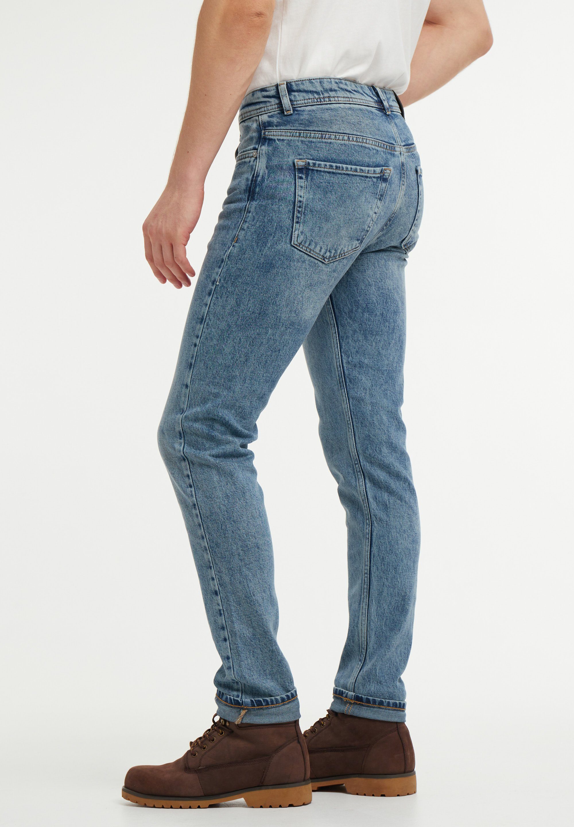 wem Tapered-fit-Jeans Oscar Tapered Fit denim schmaler – Mittlere blue Bundhöhe: breiter, unten Oben