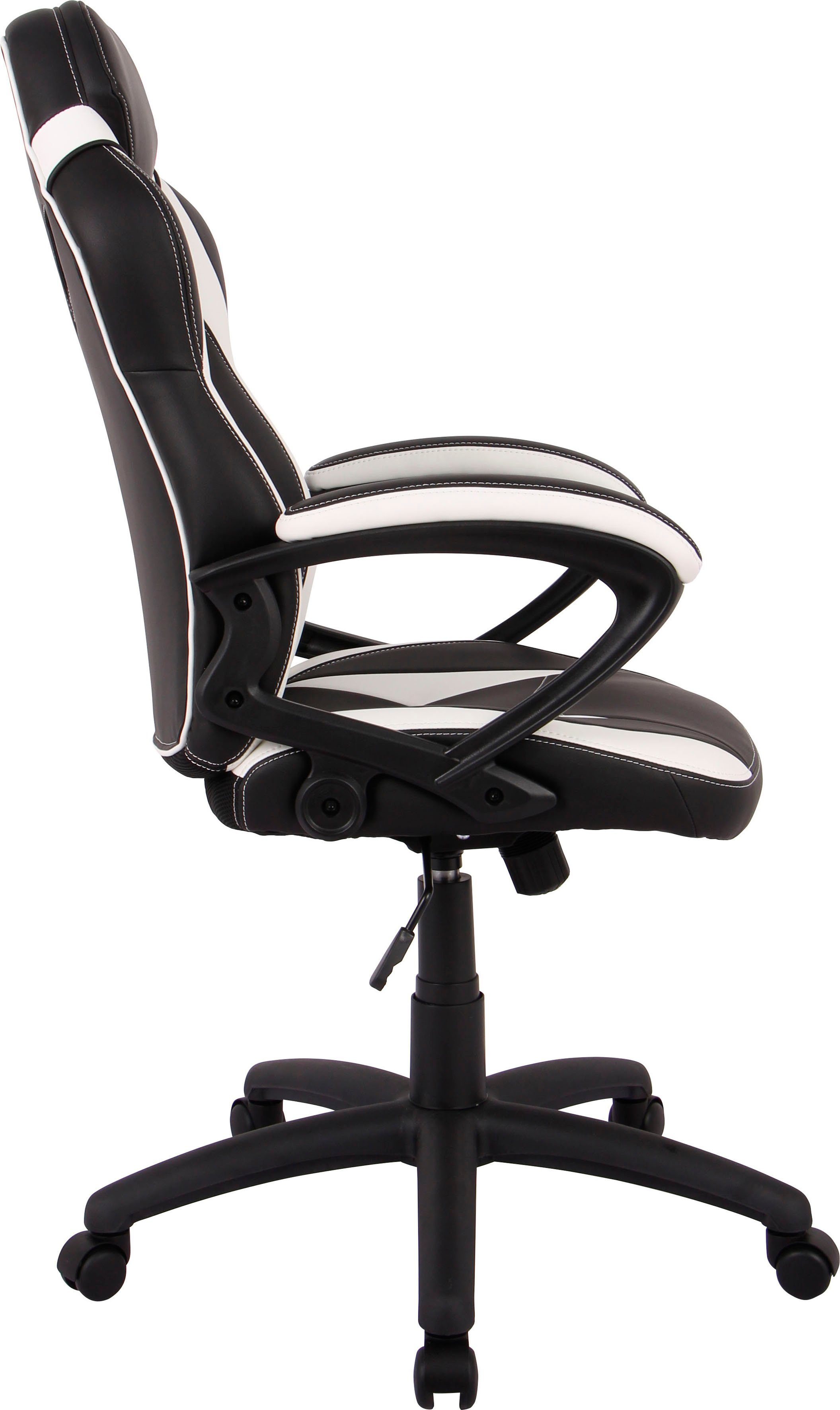 INOSIGN Gaming-Stuhl Monti, Bürostuhl schwarz/weiß komfortabel | gepolsterter schwarz/weiß Chefsessel