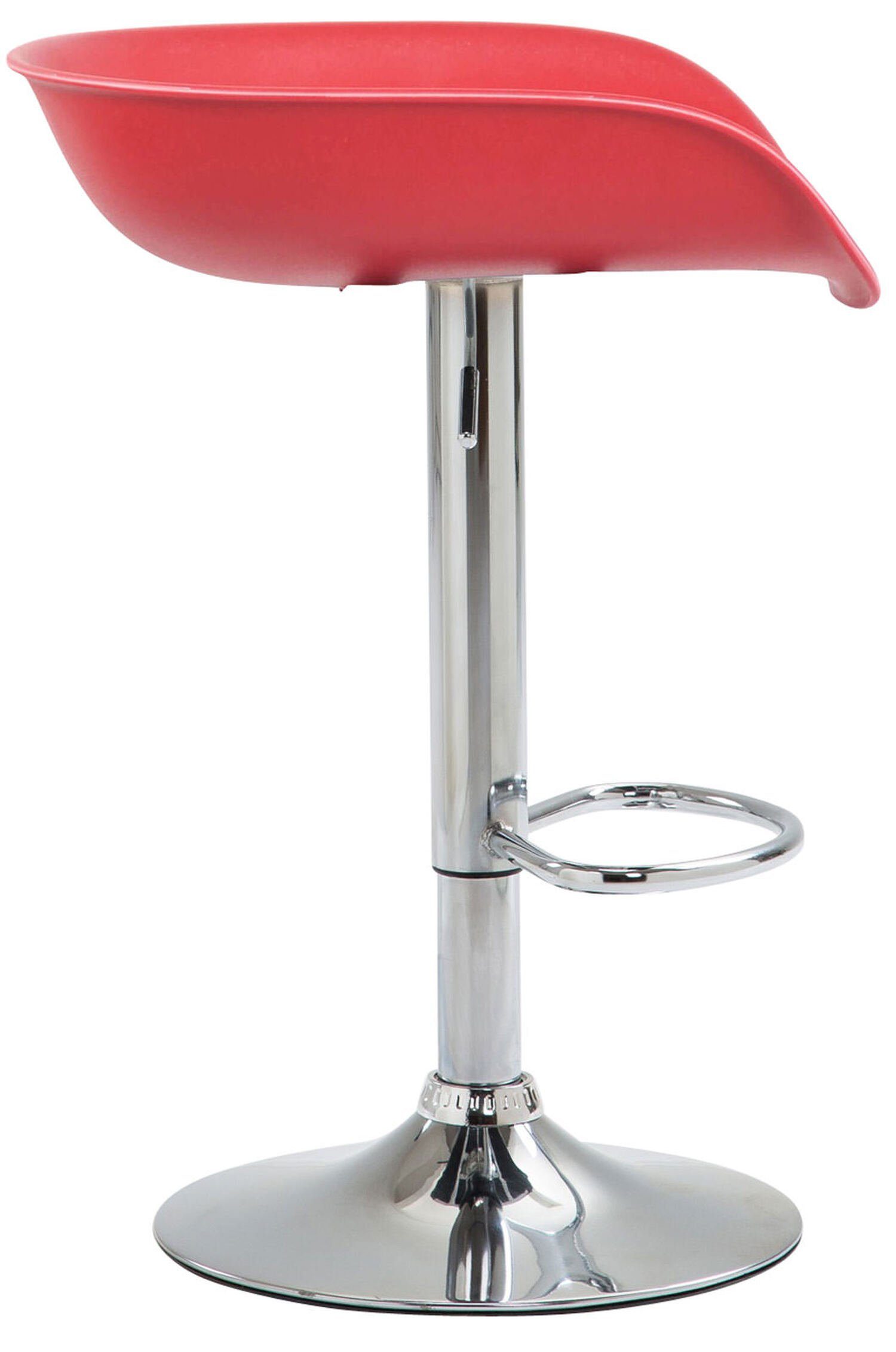 Gestell und höhenverstellbar), Metall TPFLiving Barhocker Fußstütze - chrom mit angenehmer für Kunststoff Küche 360° (Barstuhl Hocker Anna & - Sitzfläche: Rot Theke drehbar