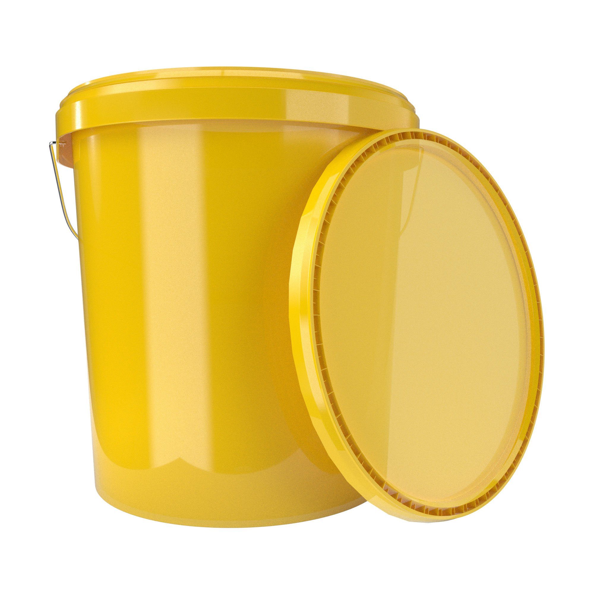 Gelb mit Putzeimer (Set, mit 16 16 Eimer luftdicht, - Deckel Liter stabil, Deckel), l FixedByU lebensmittelecht, Eimer
