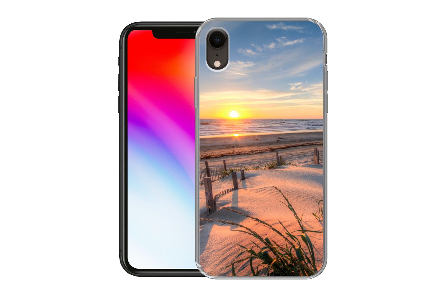 MuchoWow Handyhülle für Apple iPhone XR Strand - Meer - Düne - Sonnenuntergang - Landschaf, Smartphone-Bumper, Print, Handy Schutzhülle Dünn