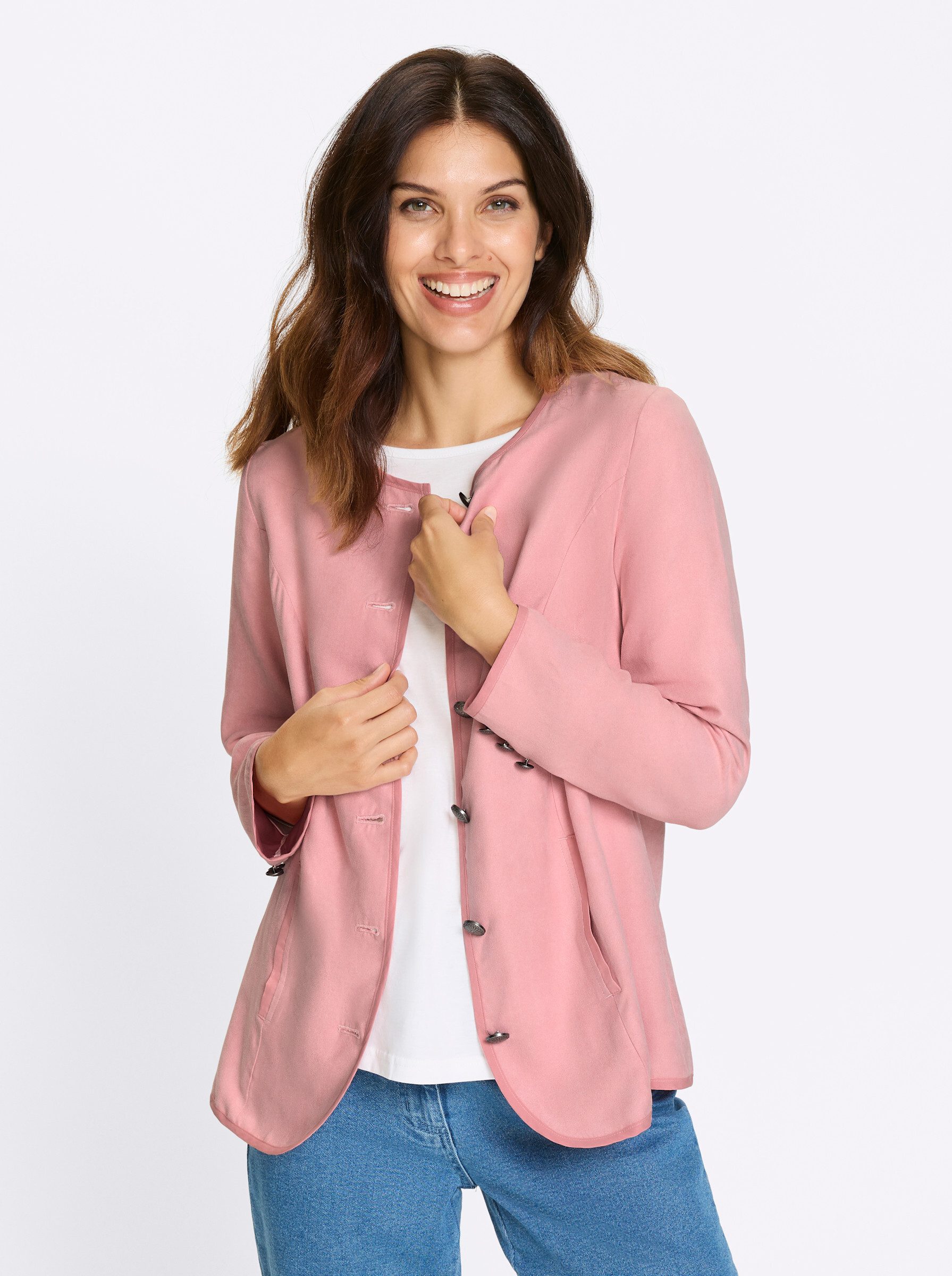 Sieh an! Allwetterjacke Velours-Blazer Langarm