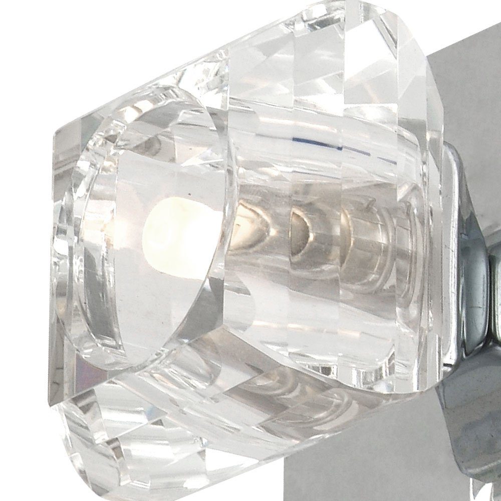 Globo LED Leuchtmittel Wandlampe Wandleuchte, 10 Spot Wandleuchte H nicht Design cm Kristallglas Chrom Quadrat inklusive