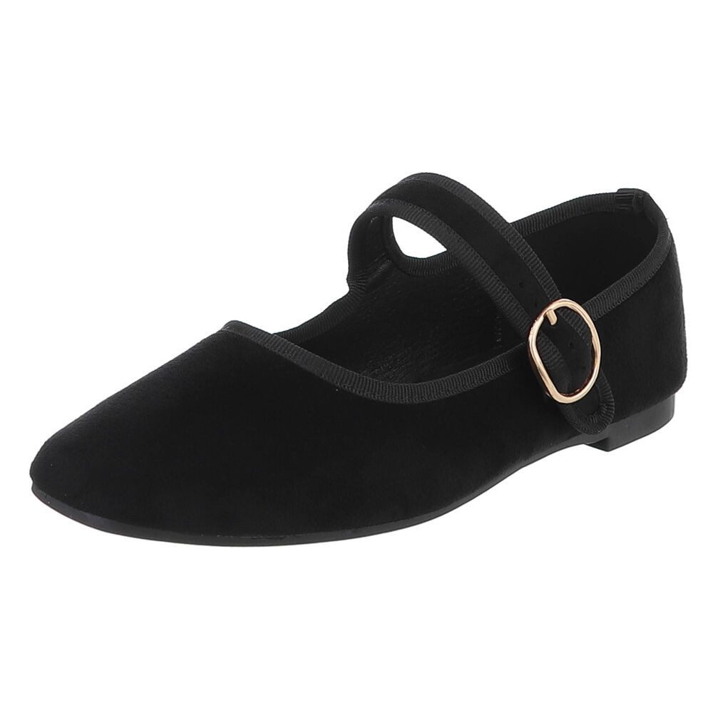 Ital-Design Elegante Flats mit Riemen für Damen – ideal für Alltag Schnürpumps (91554698) Blockabsatz Riemchenballerinas in Schwarz