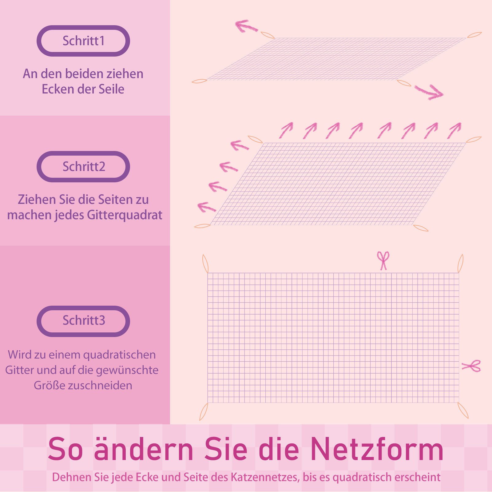 nobleza Freigehege Schutznetz Katzenschutznetz für Balkon & Fenster 8 x 3 m