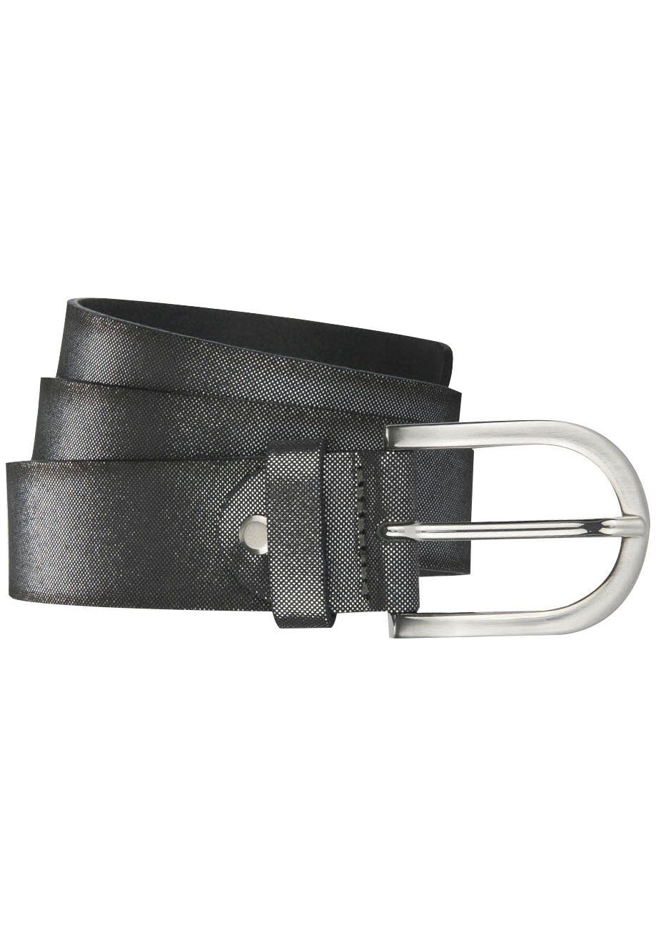 BERND GÖTZ Ledergürtel Ledergürtel mit Metallicschimmer und Velours schwarz aus