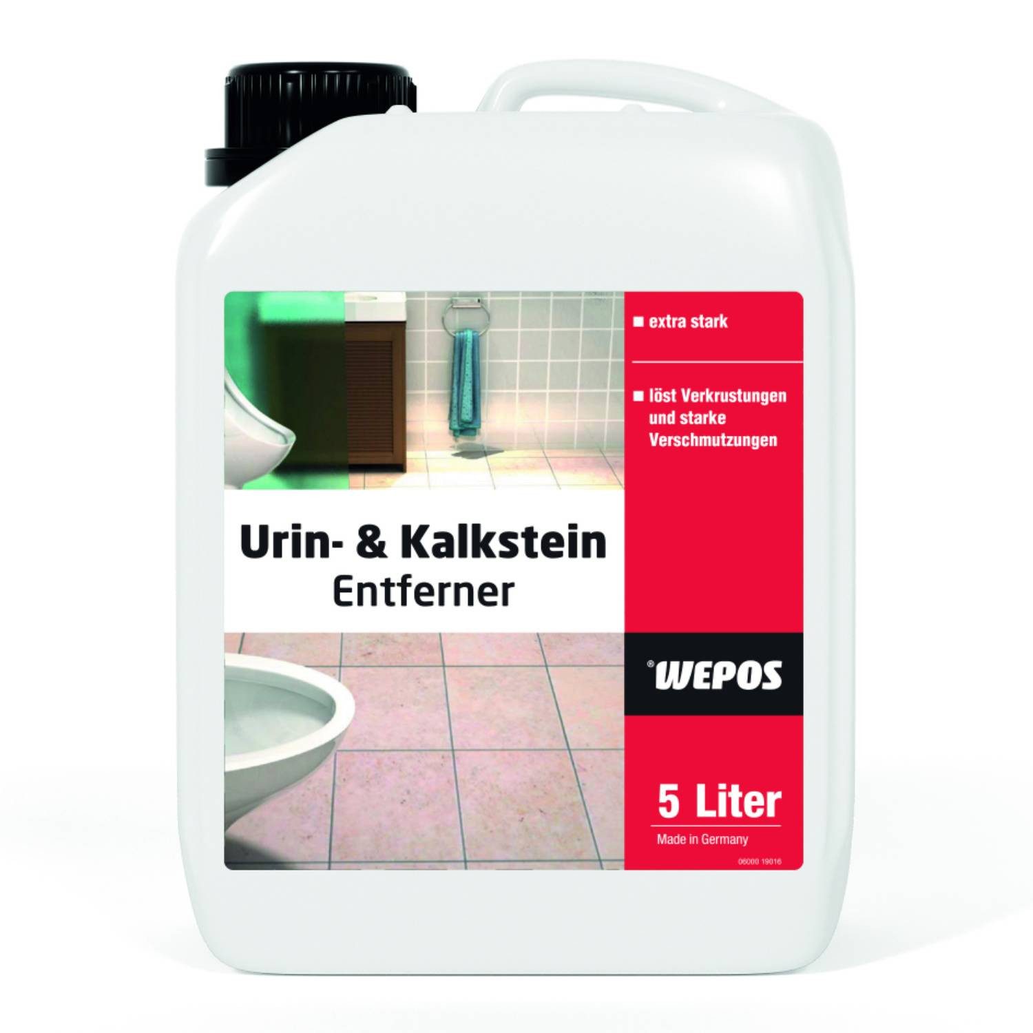 DomDeco WEPOS Urin- und Kalkstein Entferner 5L, Extrastarker WC-Reiniger WC-Reiniger (Extrem stark, selbsttätig, gegen Urinstein und Kalk, geruchlos)