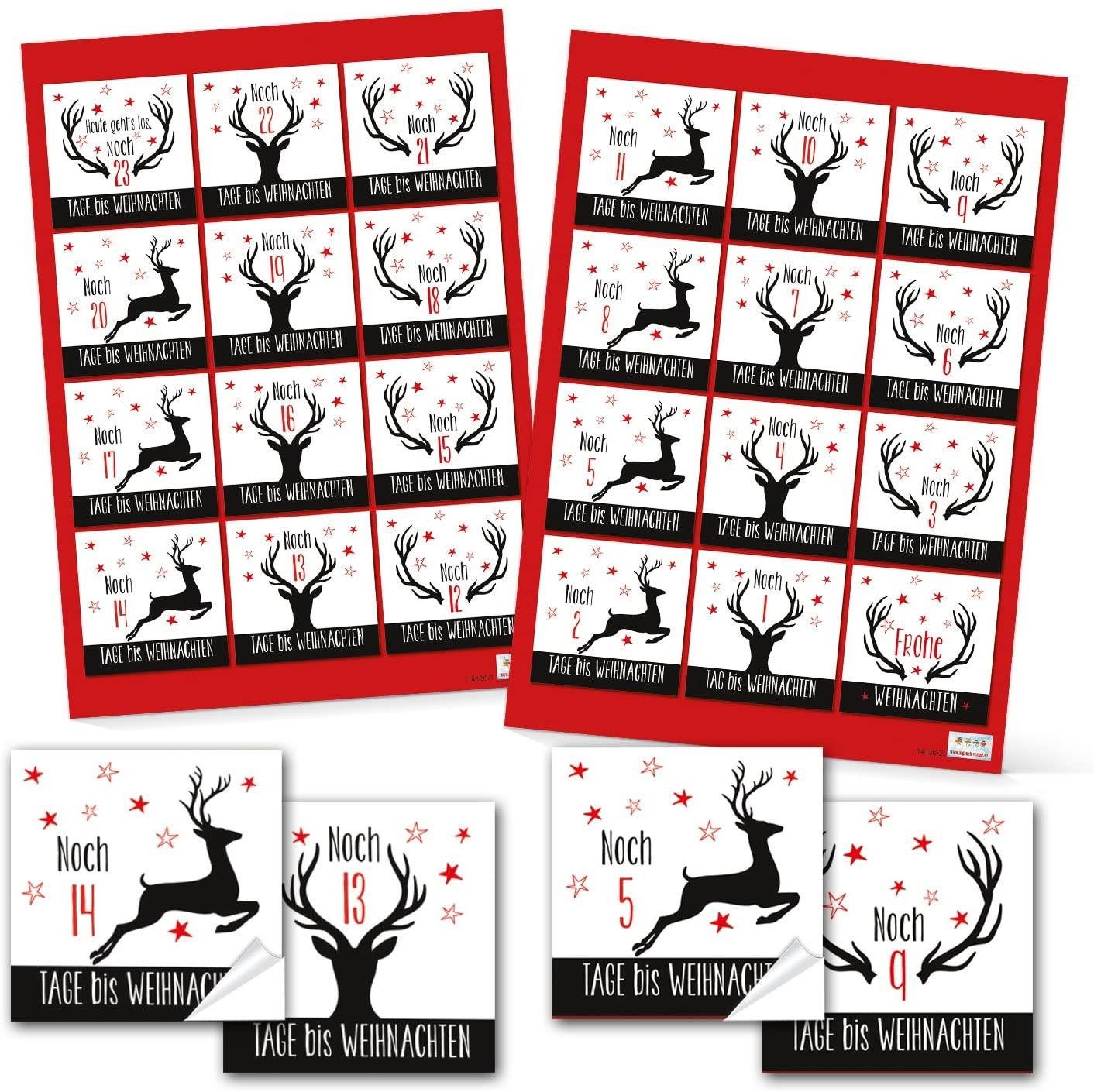 Logbuch-Verlag Aufkleber Adventskalender Bastel-Set: 24 braune Papiertüten + quadratische – Bild 2 von 2
