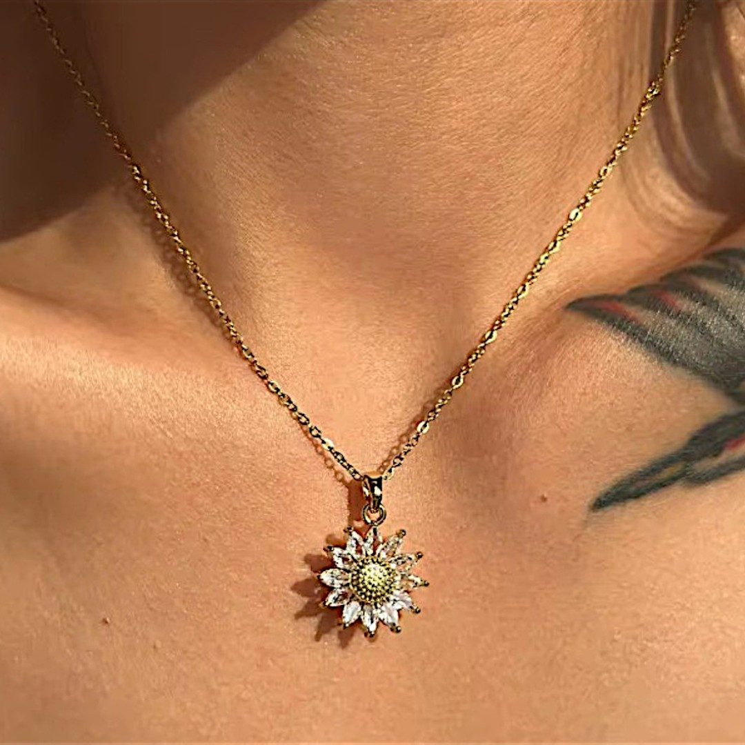 Charm-Ketten-Set Sonnenblume Edelstahl Kette