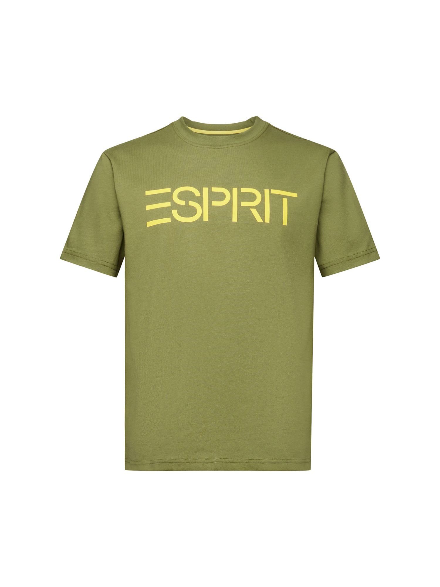 aus T-Shirt Esprit Unisex Baumwolljersey OLIVE (1-tlg) Logo-T-Shirt