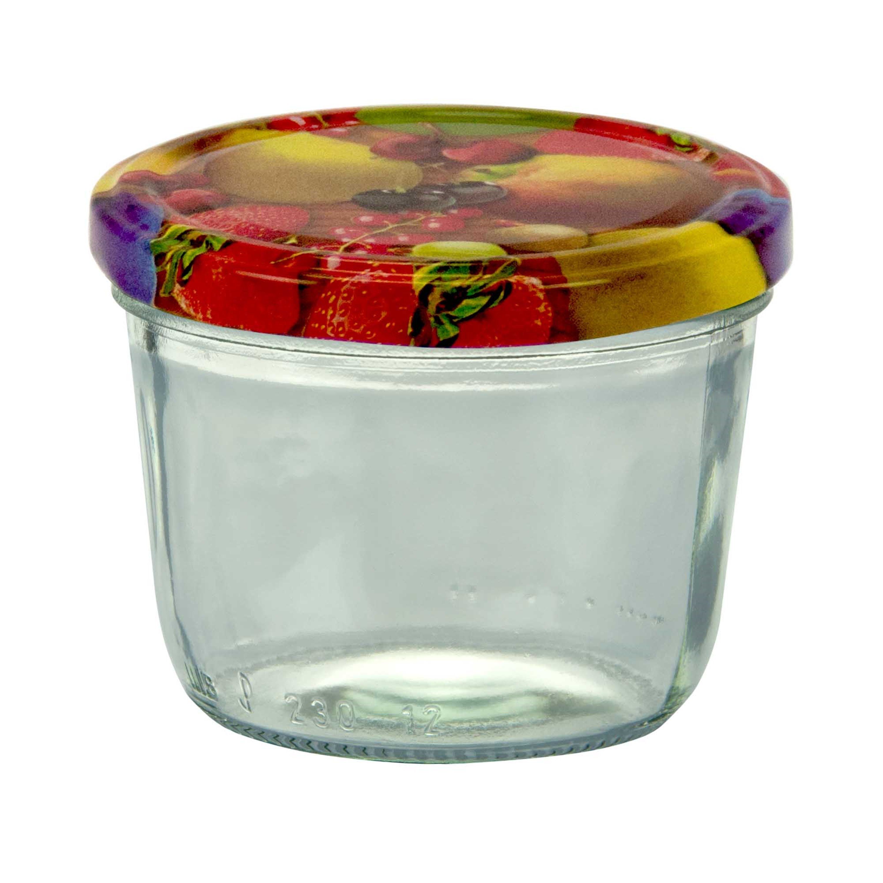 MamboCat Glas 40er ml Set Deckel, Einmachglas Sturzglas mit Dekor 230 Obst