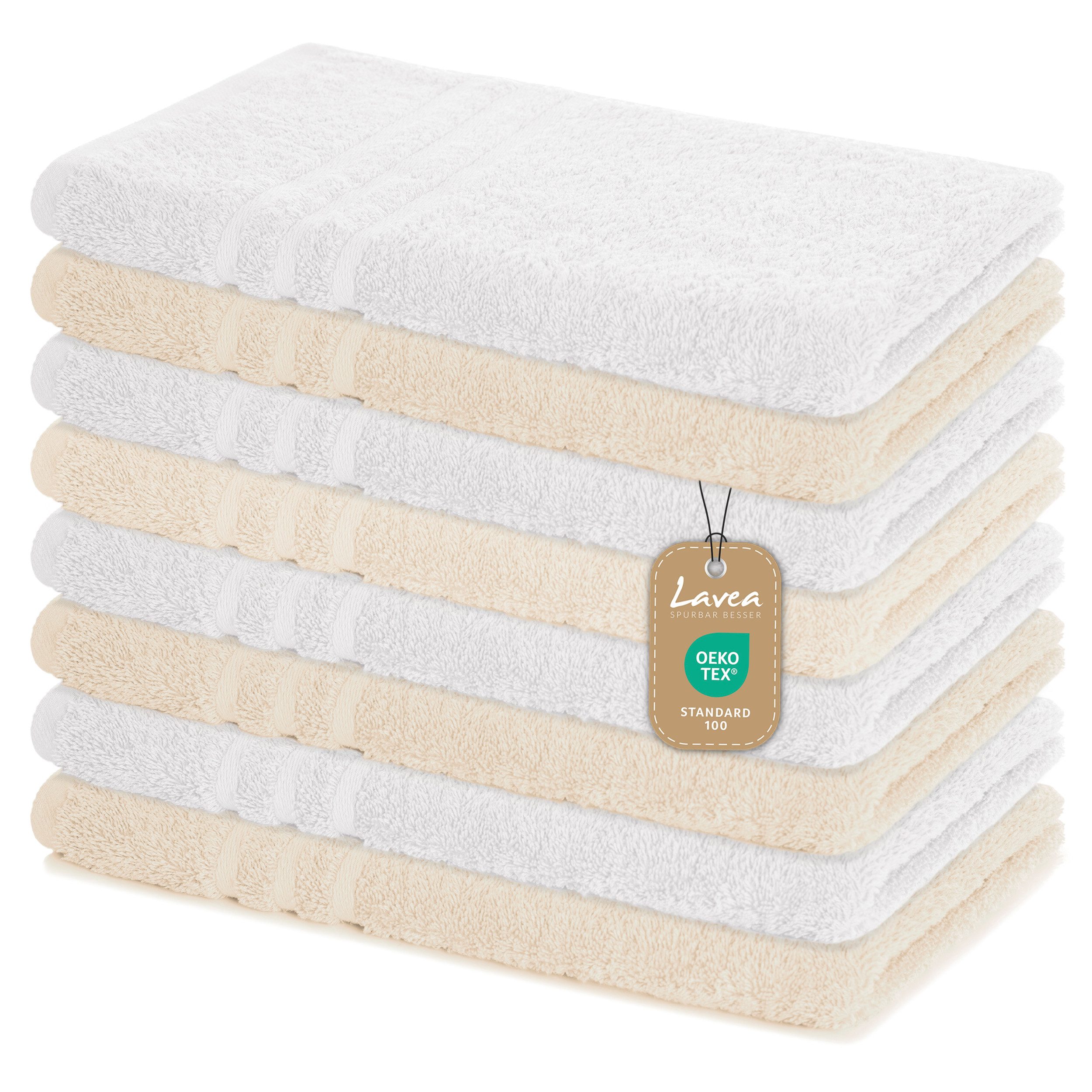 Lavea Handtuch Set Frottierserie Elena, 100% Baumwolle (Set, 8-St), 500 g/m² Frottier, uni & zweifarbig, weich & saugstark, pflegeleicht