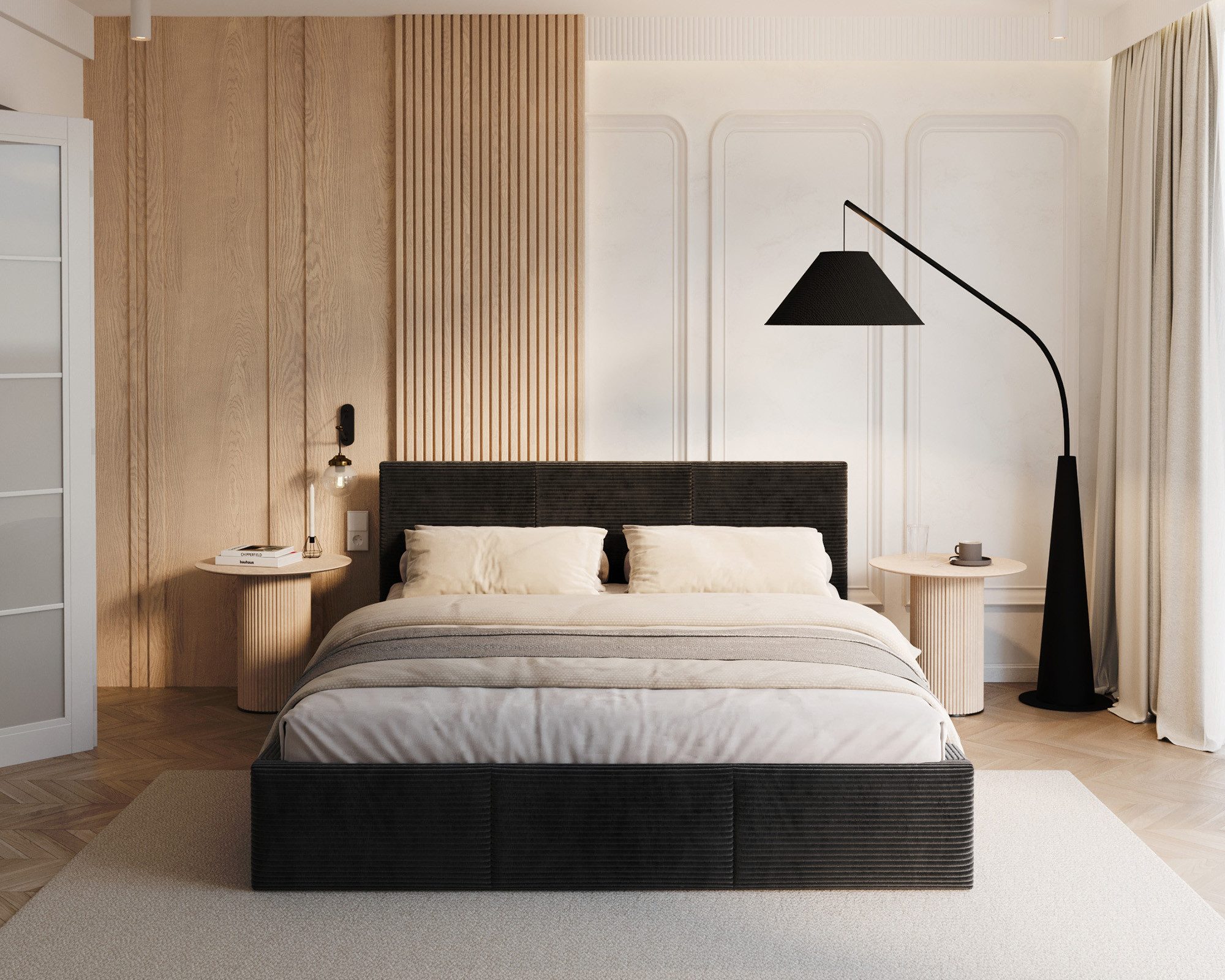 thematys Polsterbett mit Bettkasten & Lattenrost – Stauraumbett Cord 120x200–180x200 (Optional mit 28 cm H3/H4 Taschenfederkern oder 23 cm Taschenfederkern-Matratze H2)