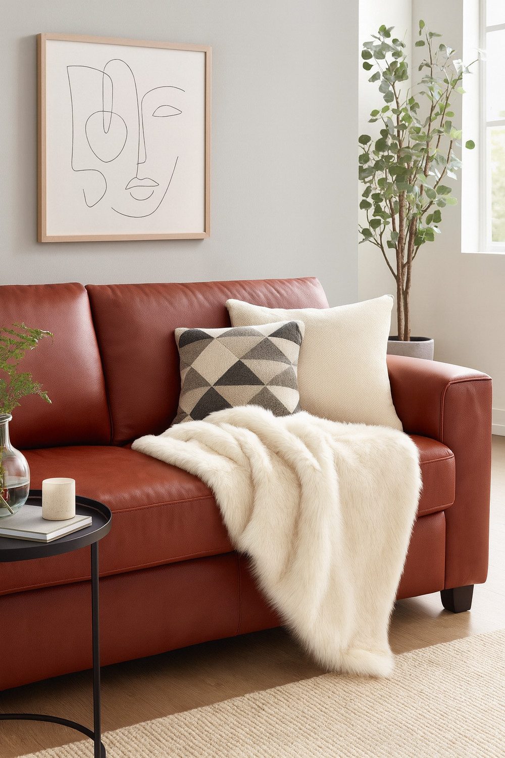 Wolldecke creme-schwarz, heine home, Couchdecke Plaid in Fell Optik 140x170 cm