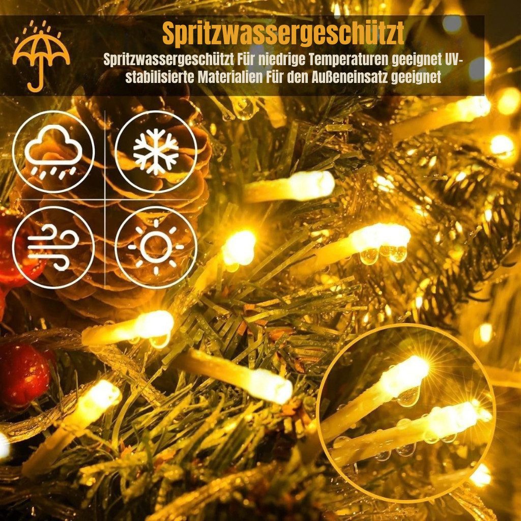 Ollny LED-Lichterkette, 100-flammig, USB-betrieben, 11 Leuchtmodi, dimmbar, Timer-Funktion