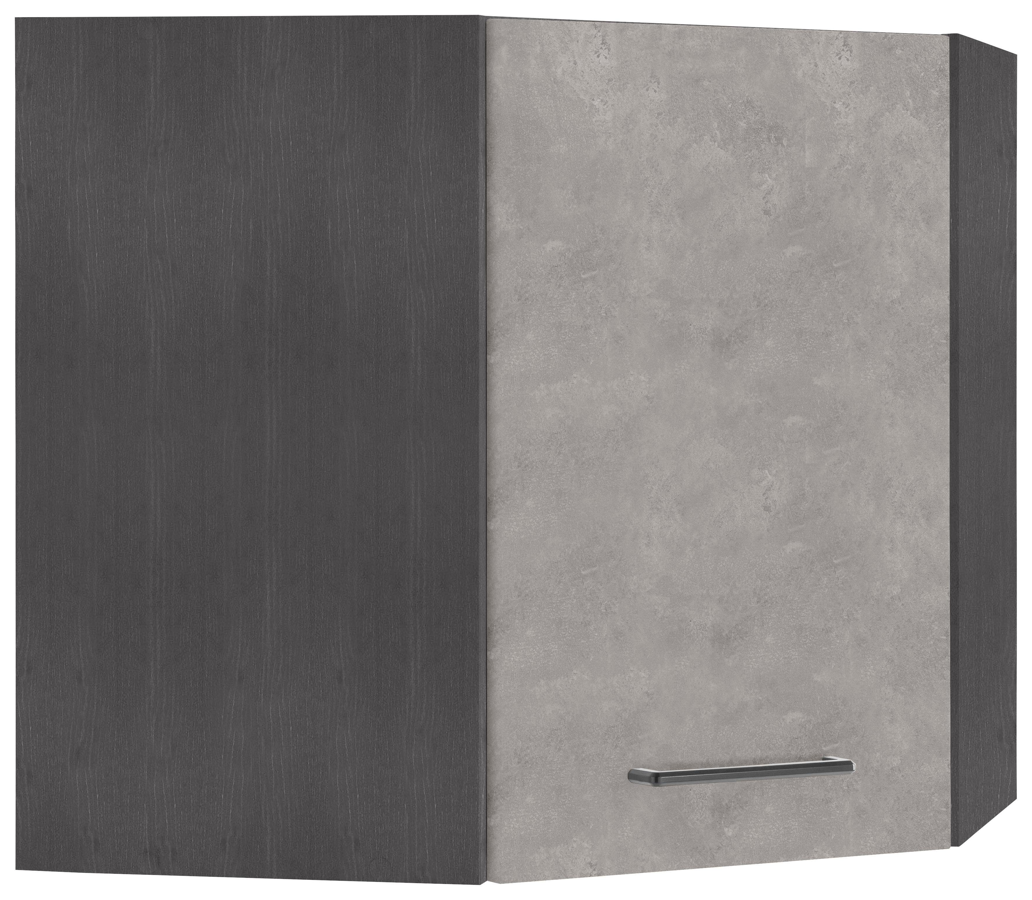 HELD MÖBEL Eckhängeschrank Tulsa 60 cm breit, 1 Tür, schwarzer Metallgriff, hochwertige MDF Front betonfarben hell | grafit | Hängeschränke